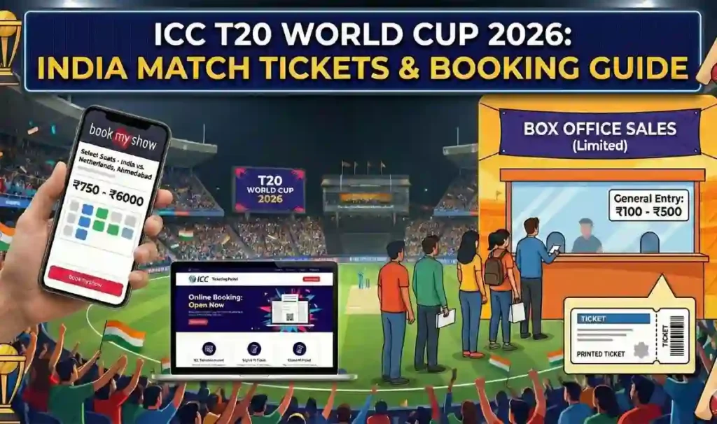 T20 World Cup 2026 All Indian Stadium Tickets Price & Booking Process Online