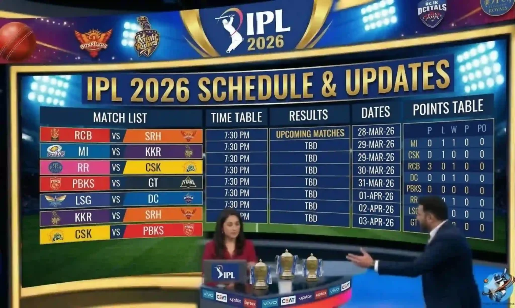 IPL Schedule 2026 IPL Match List, Time Table, Results, Dates, Points Table, Updates