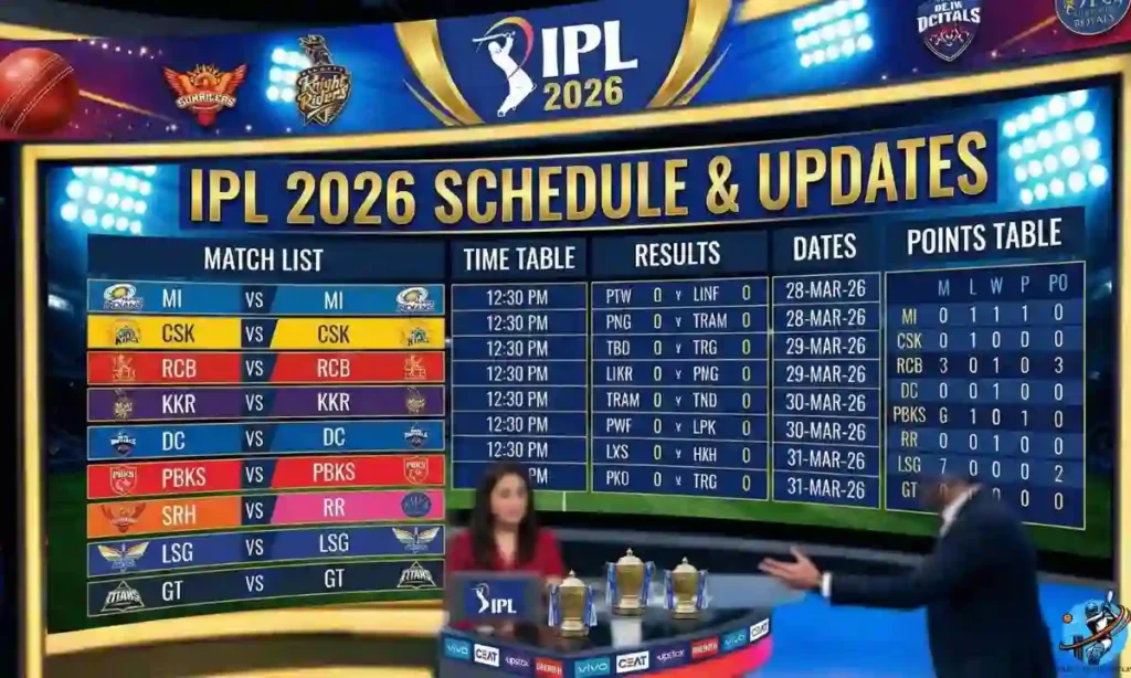 IPL Schedule 2026 IPL Match List, Time Table, Results, Dates, Points Table, Updates