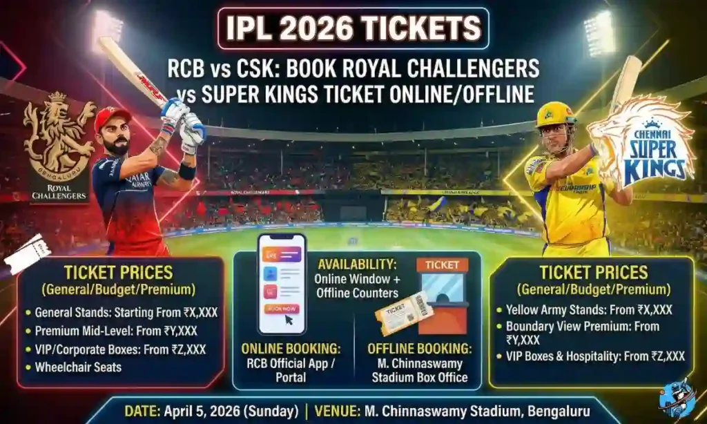 Royal Challengers vs Super Kings Match Tickets Price & Booking Online Guide
