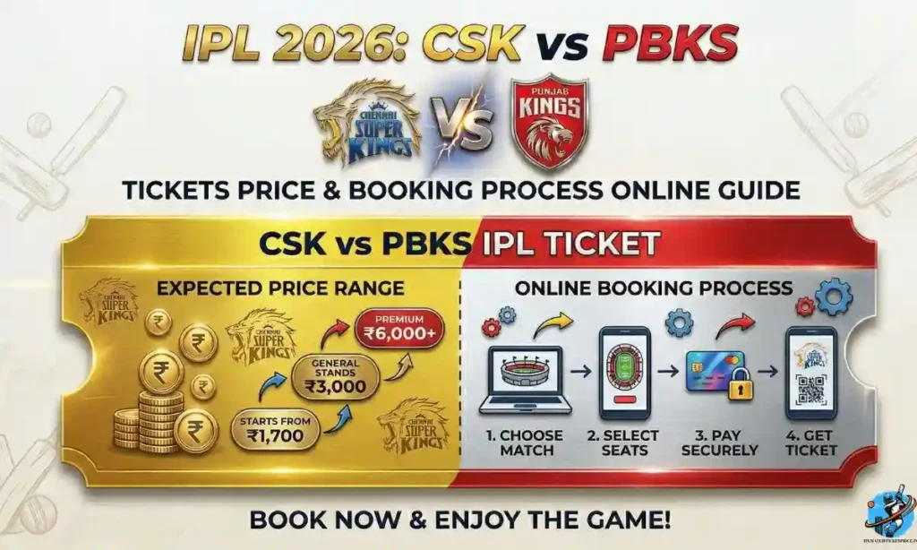 CSK vs PBKS IPL 2026 Match Tickets Price & Booking Process Online/Offline